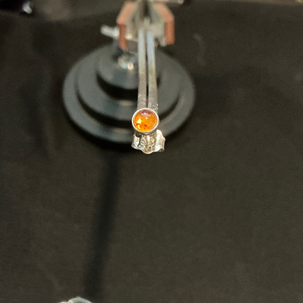 Earrings, Amber and Silver and Pearl and Silver